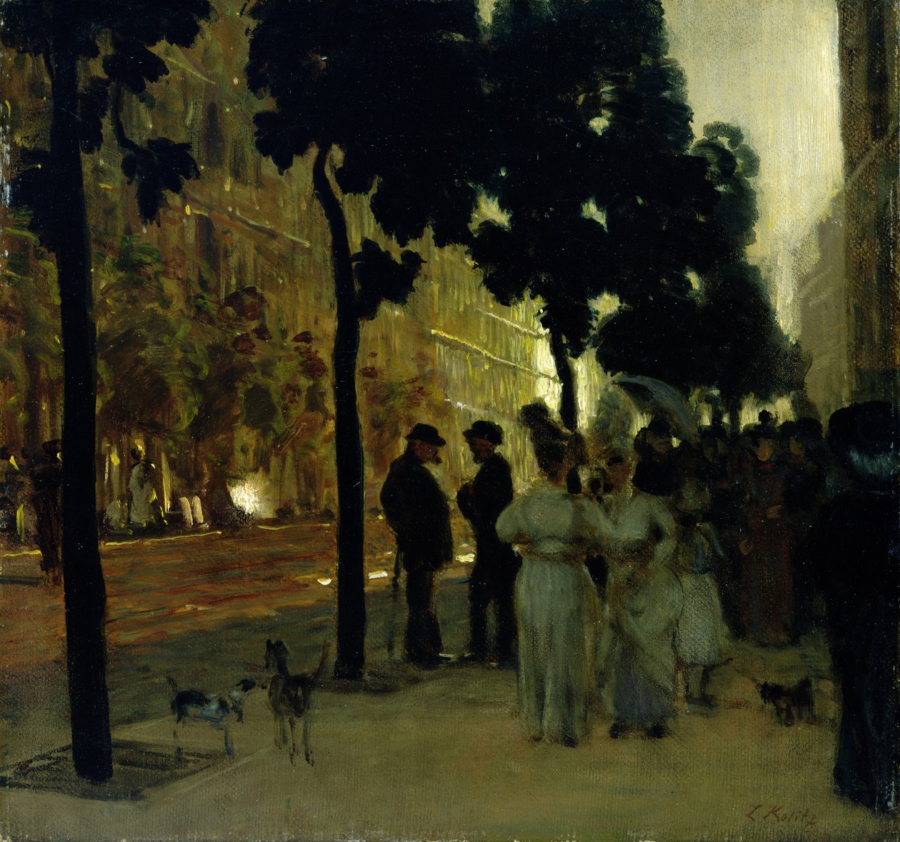 Hohenzollernstrasse i Kassel ved solnedgang av Louis Kolitz