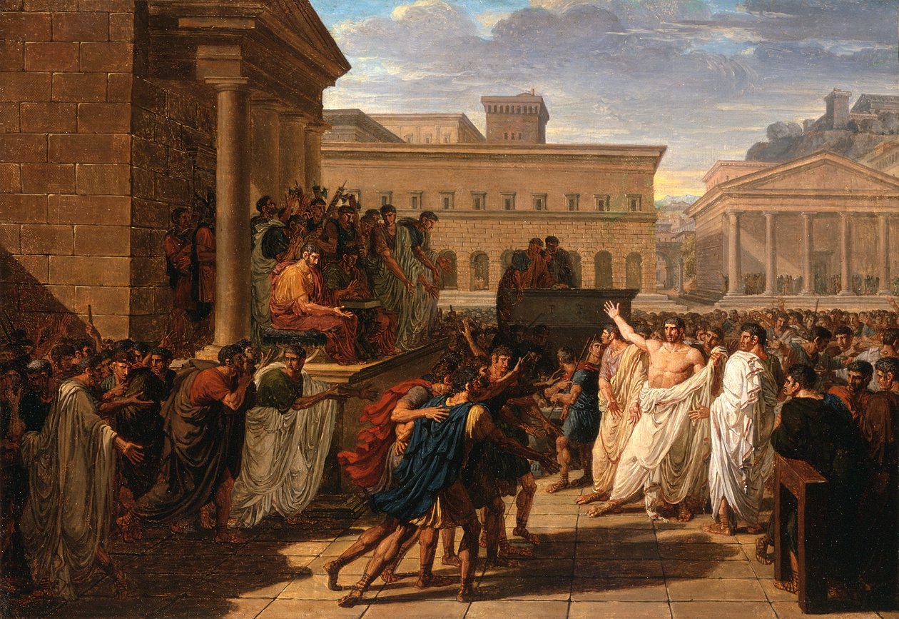 Brutus lytter til ambassadørene fra Tarquins, ca. 1815 av Louis Lafitte