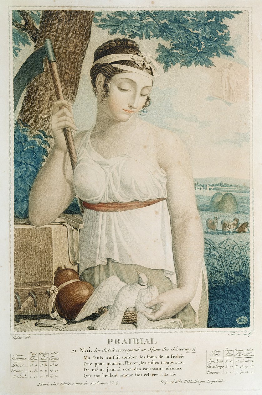 Prairial (mai juni), niende måned i den republikanske kalenderen, gravert av Tresca, ca. 1794 av Louis Lafitte