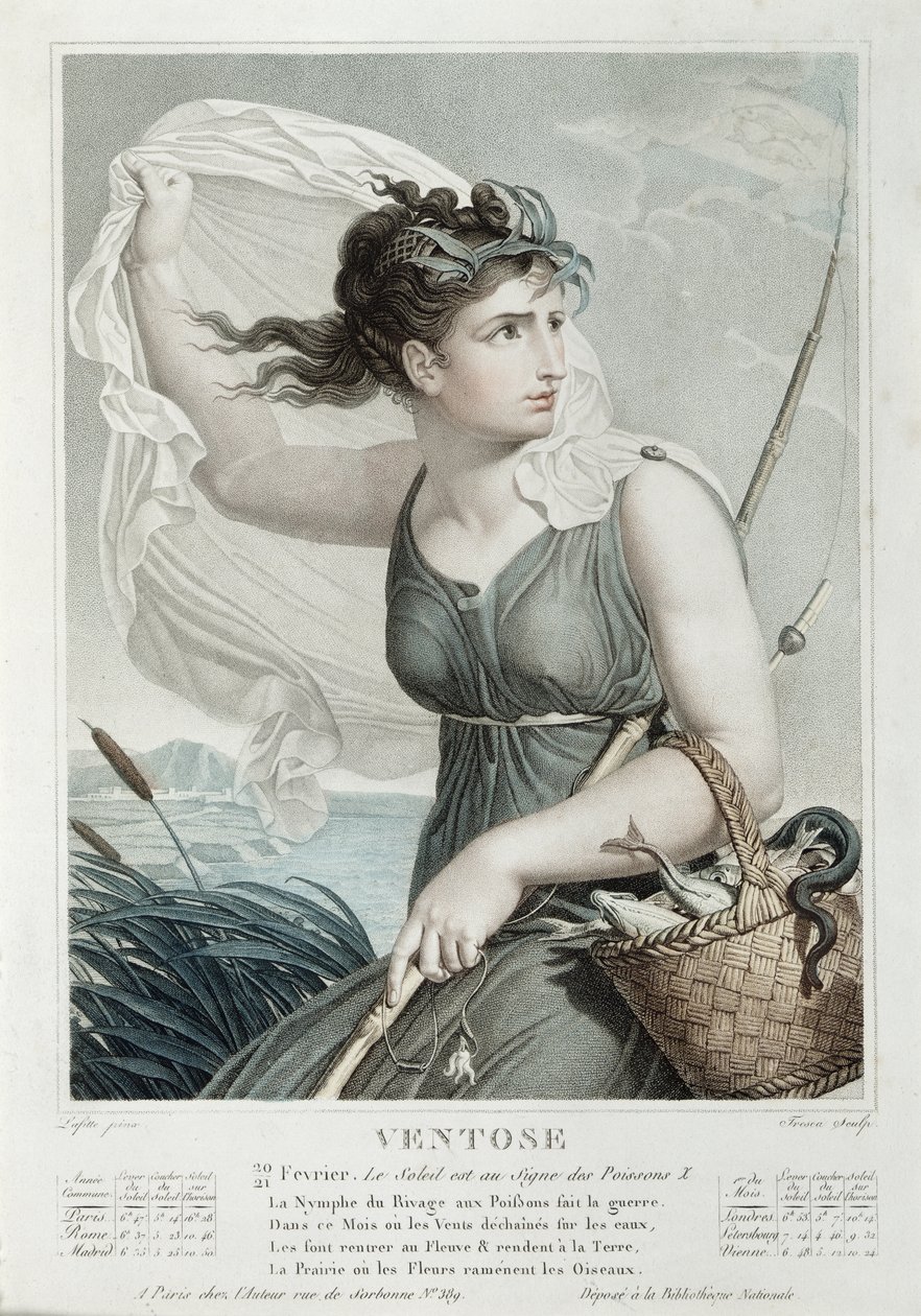 Ventose (februar mars), sjette måned i den republikanske kalenderen, gravert av Tresca, ca. 1794 av Louis Lafitte