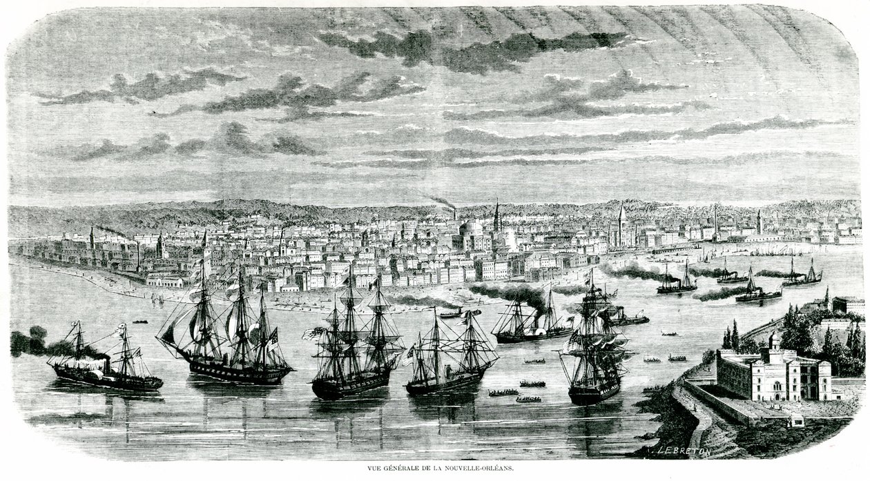 Utsikt over New Orleans, 1862 av Louis Le Breton
