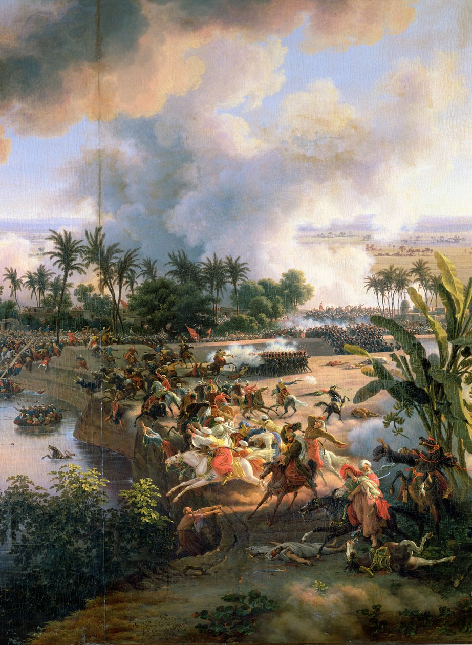 Slaget ved pyramidene, 21. juli 1798, detalj om ruten til Mameluke-kavaljerene, 1806 av Louis Lejeune