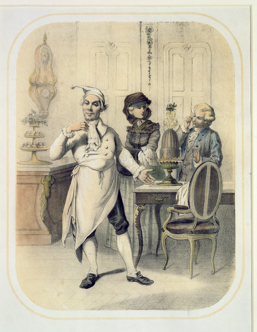 Pride in the Kitchen, fra en serie med trykk som viser de syv dødssyndene, ca. 1850 av Louis Leopold Boilly