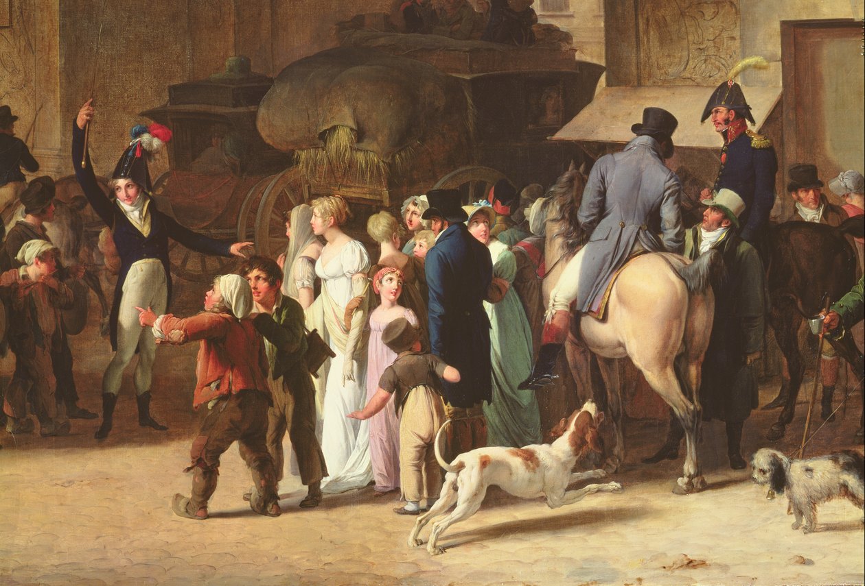 The Conscripts of 1807 Marching Past the Gate of Saint-Denis, detalj av tilskuere olje på lerret av Louis Leopold Boilly