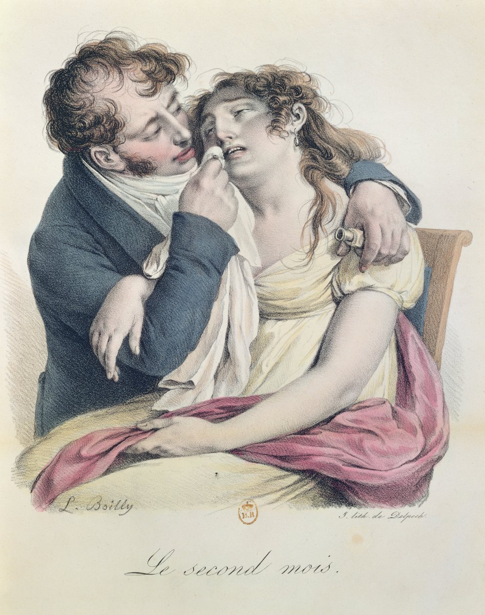 Den andre måneden av svangerskapet, ca. 1825 (farget litho) av Louis Leopold Boilly