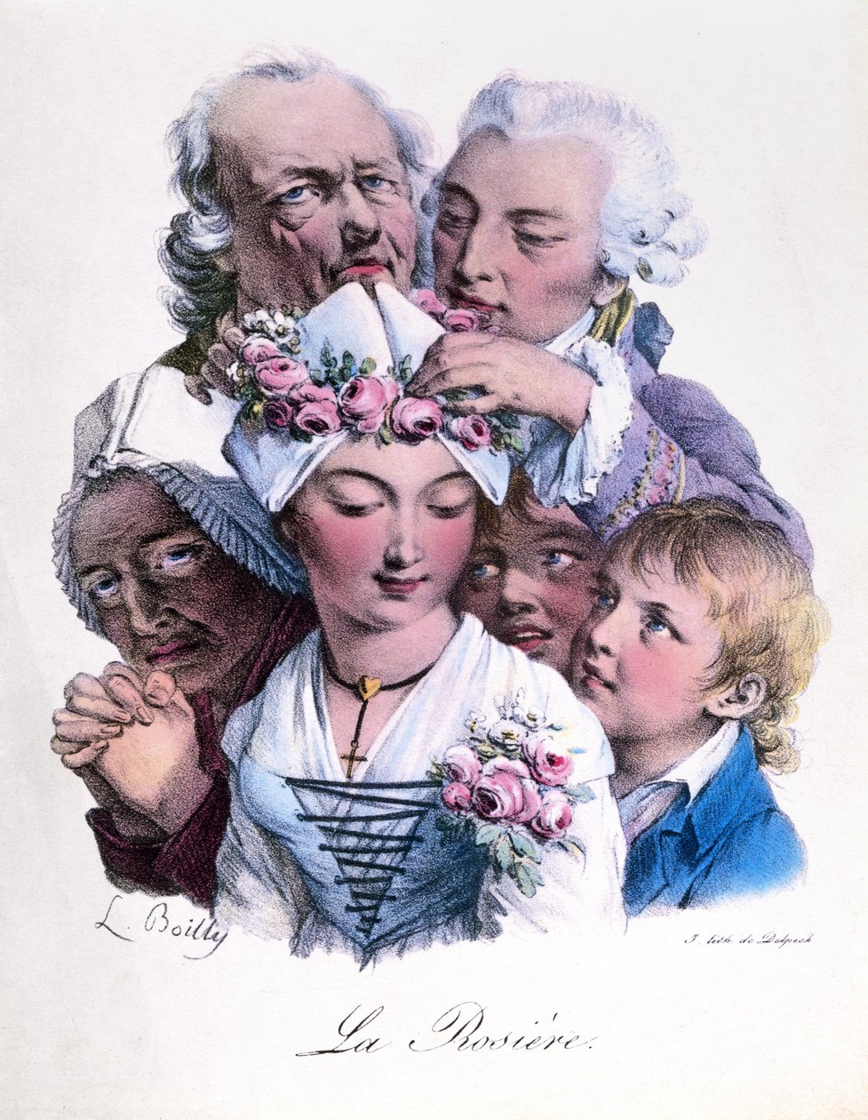 Den dydige jomfruen blir kronet med roser, ca. 1825 av Louis Leopold Boilly