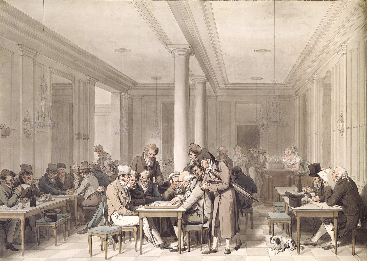 Interiør i en parisisk kafé, ca. 1815 av Louis Leopold Boilly