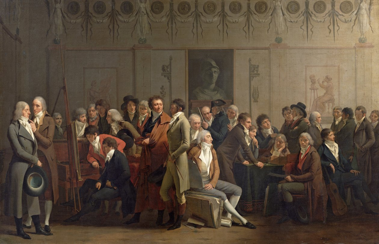 Gjenforening av kunstnere i studioet til Isabey, 1798 av Louis Leopold Boilly