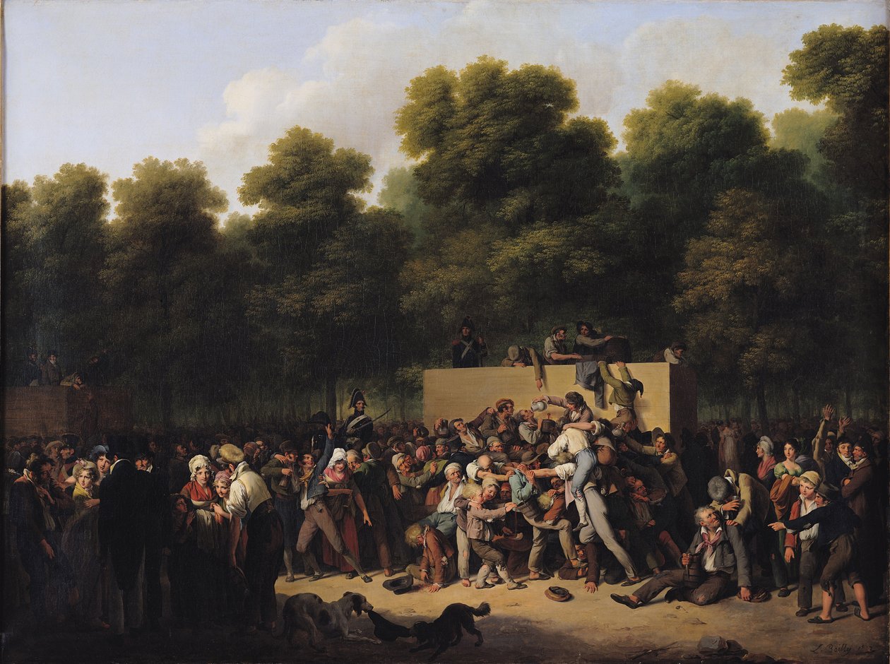 Distribusjonen av mat og vin på Champs-Elysees, 1822 av Louis Leopold Boilly
