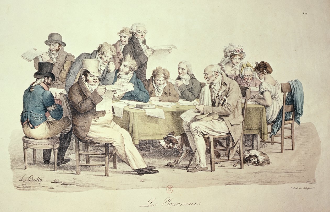 The Newspapers, gravert av Francois Seraphin Delpech (1778-1825) av Louis Leopold Boilly