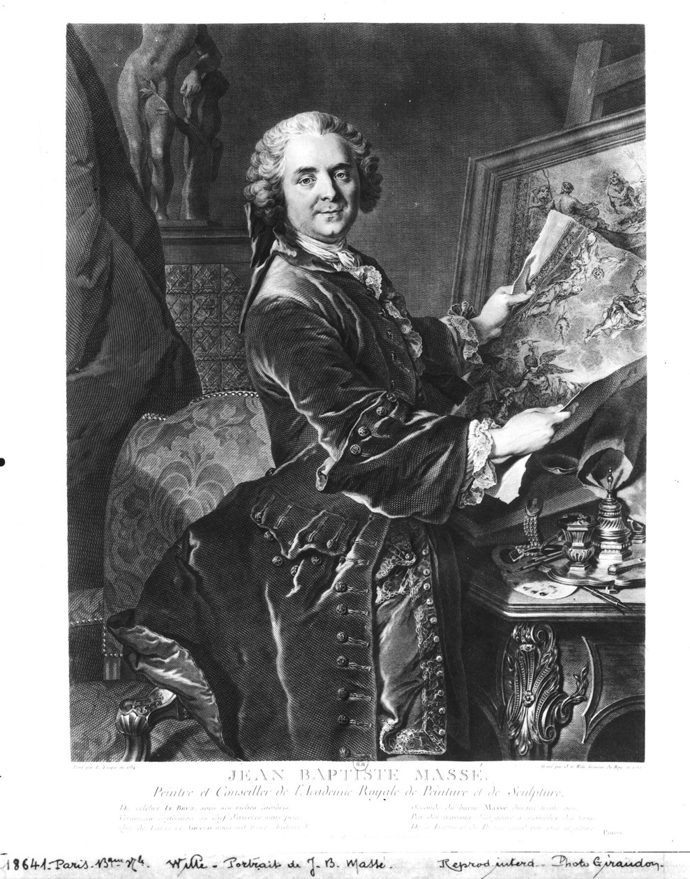 Jean Baptiste Masse (1687-1767) gravert av Johan Georg Wille (1715-1808) 1755 av Louis Tocqué