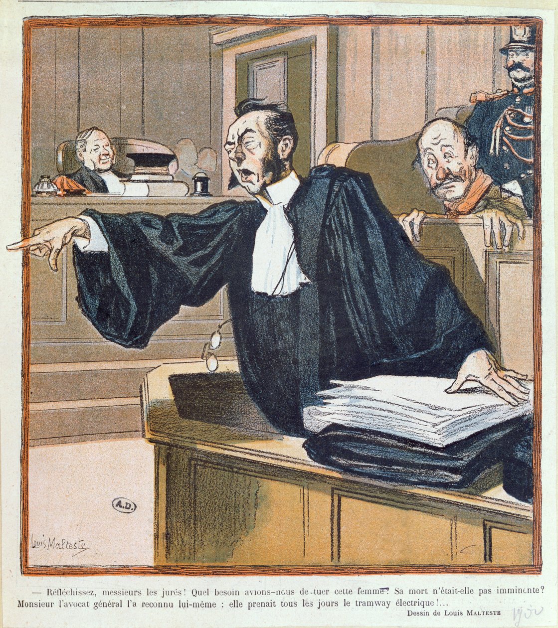 En advokat som henvender seg til juryen, 1900 av Louis Malteste