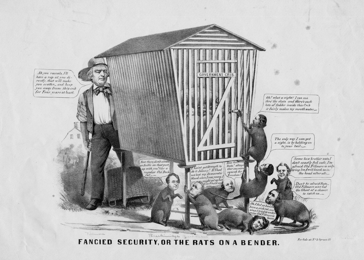 Fancied security, eller, The rats on a bender, utgitt av Currier und Ives, New York, ca. 1856 av Louis Maurer
