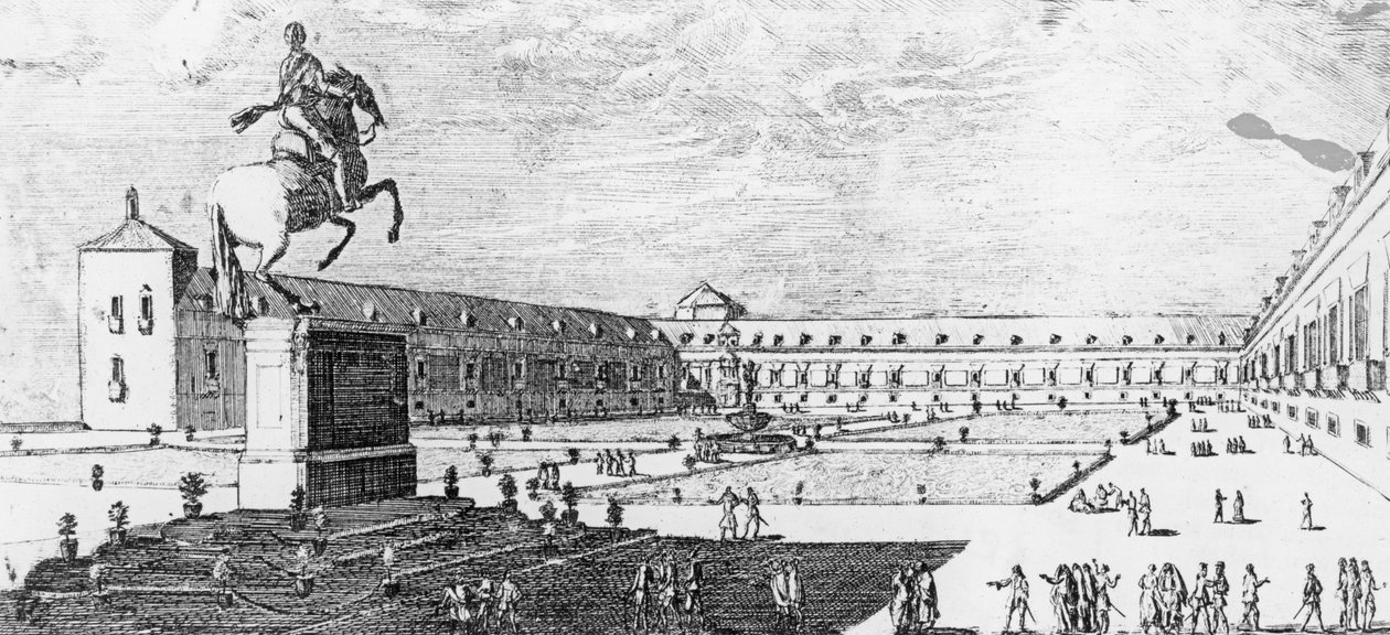Fasade og inngang til Buen Retiro-palasset, Madrid av Louis Meunier