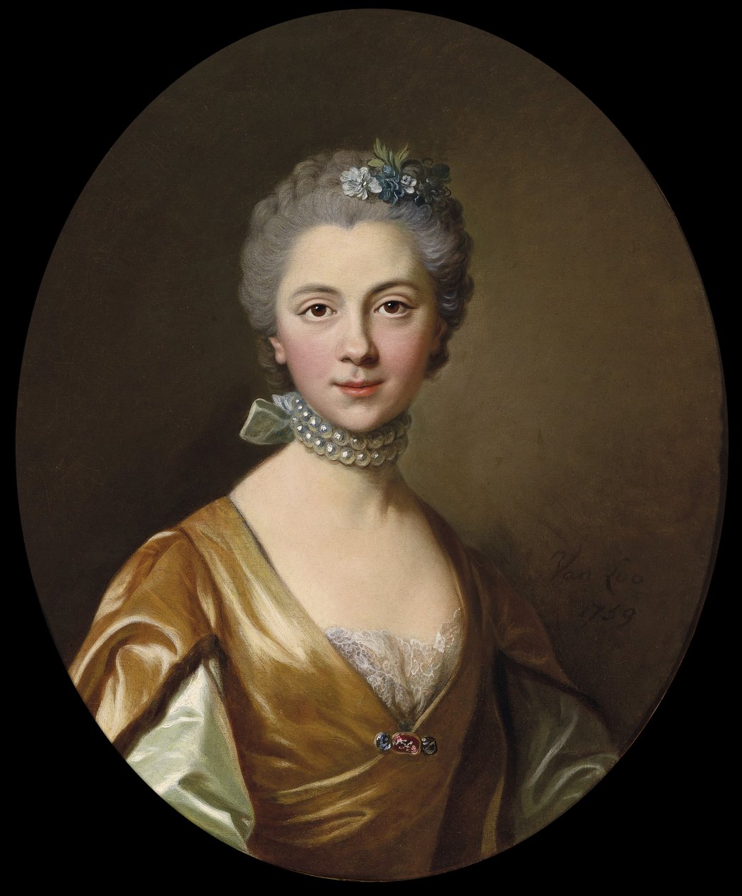 Portrett av en ung kvinne av Louis Michel van Loo