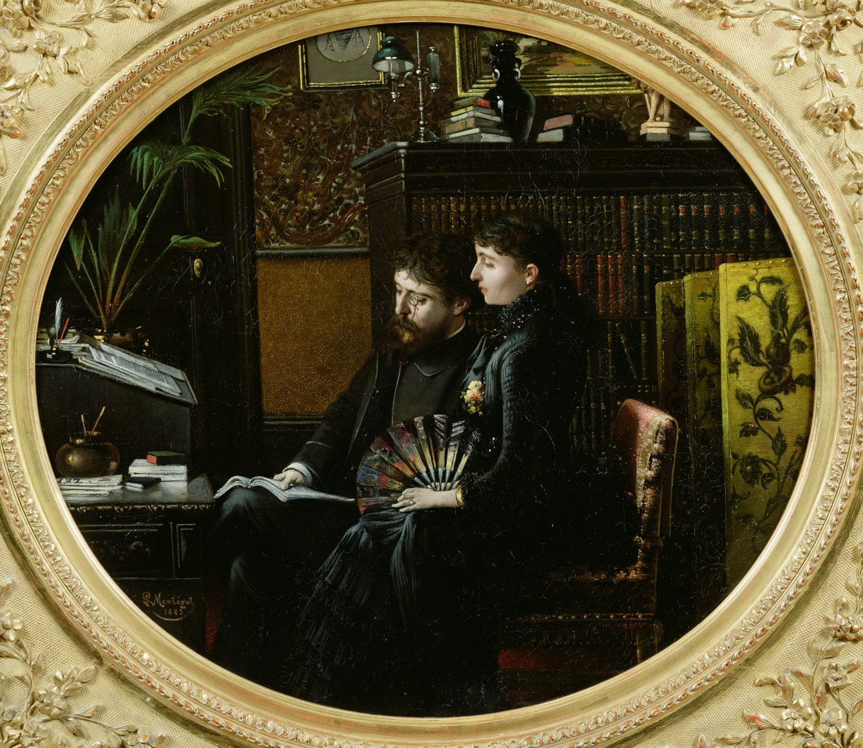 Alphonse Daudet (1840-97) og hans kone i deres studie, 1883 av Louis Montegut