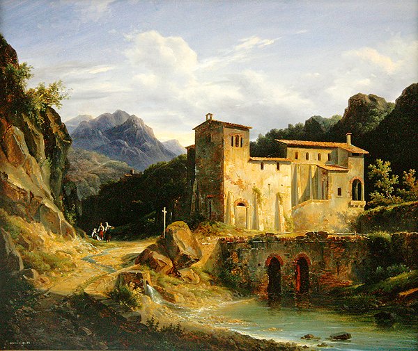 Utsikt over et kloster, 1827 av Louis Montvignier