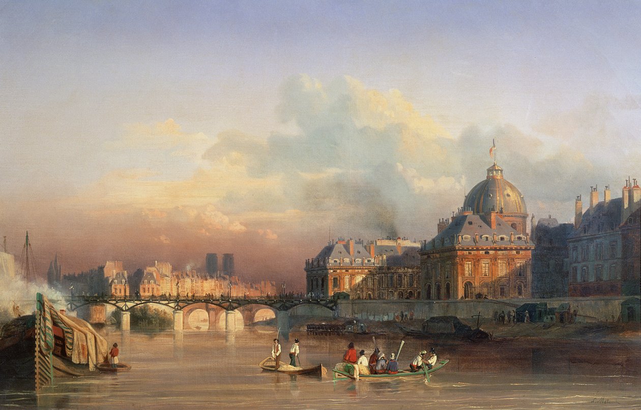 Utsikt over Paris fra Seinen av Louis Nicolas Matout