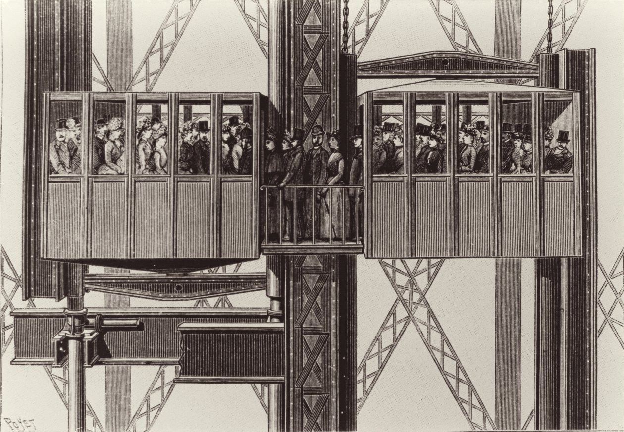 Design for en heis, av Gustave Eiffel av Louis Poyet