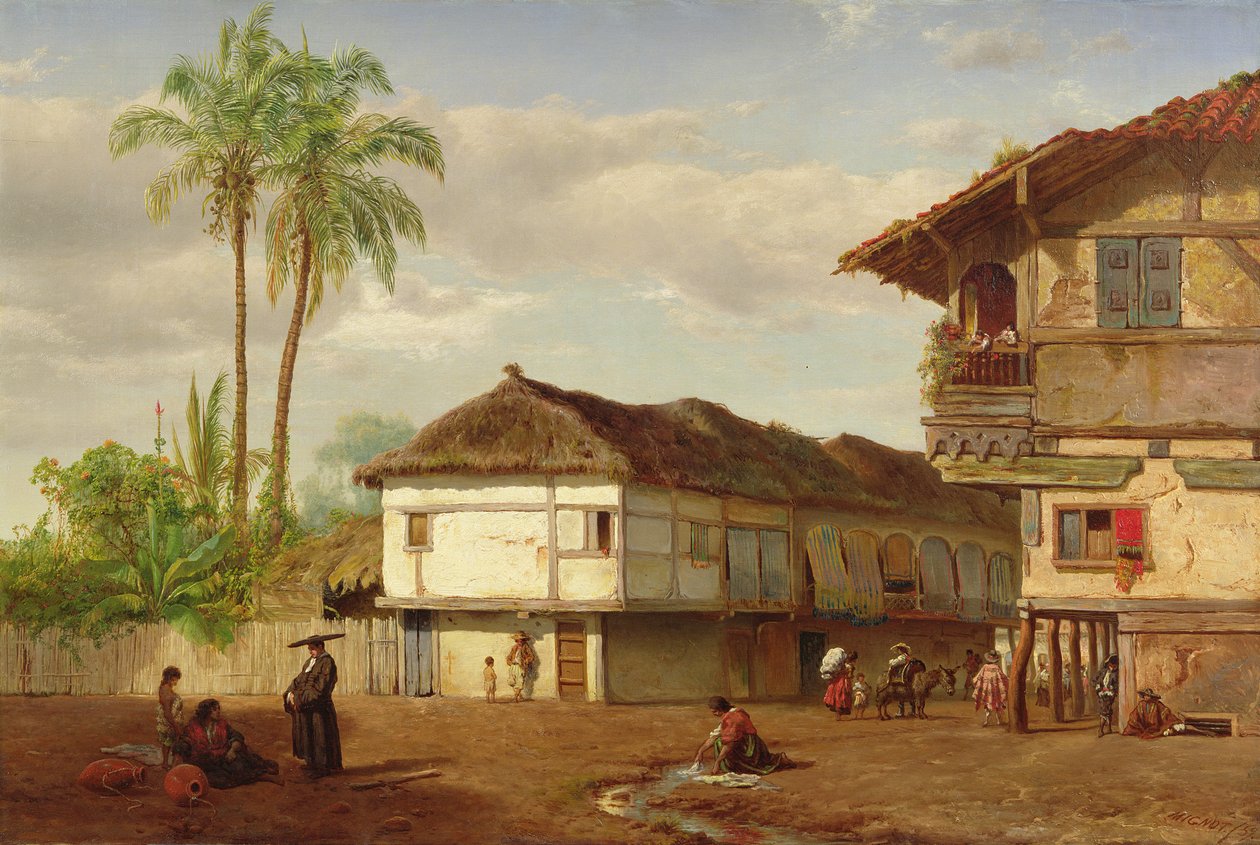 Gatevisning av Guayaquil, Ecuador, 1859 av Louis Rémy Mignot