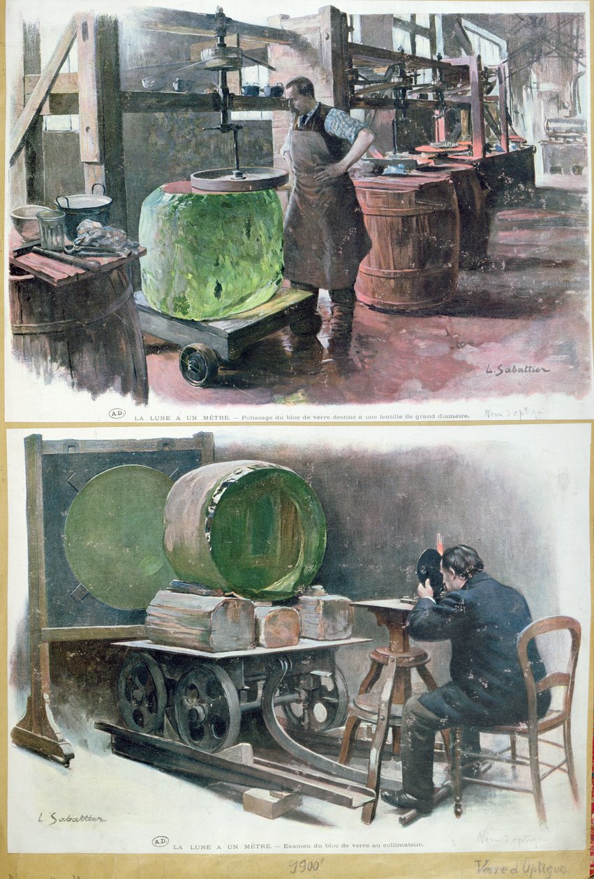 Produksjon av glass for en optisk linse, 1900 av Louis Remy Sabattier