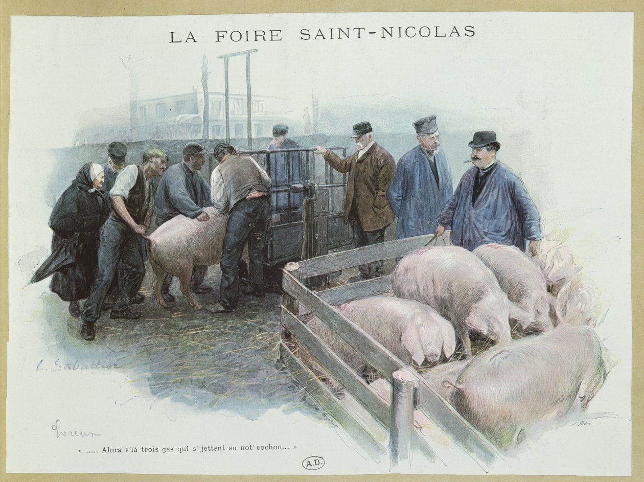 Saint-Nicolas-messen i Evreux, tidlig på 1900-tallet av Louis Remy Sabattier
