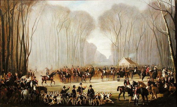 Jaktmøte på Puis au Roi i Compiegne-skogen av Louis Robert Heyrault