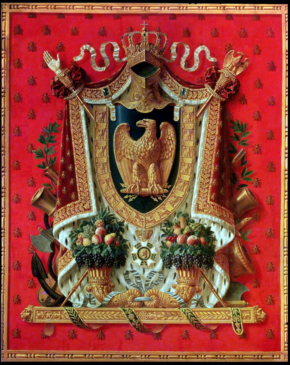 Det franske imperiets våpenskjold, design for et billedvev, 1808 av Louis Saint Ange Desmaisons