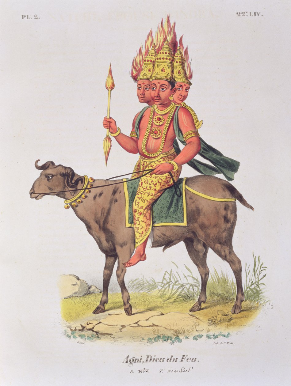 Agni, ildguden, gravert av Charles Etienne Pierre (1785-1836) av Louis Thomas Bardel