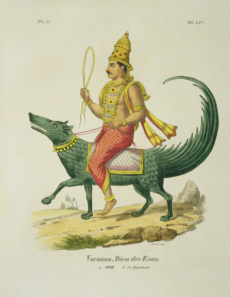 Varuna, havets gud, gravert av Charles Etienne Pierre Motte (1785-1836) av Louis Thomas Bardel