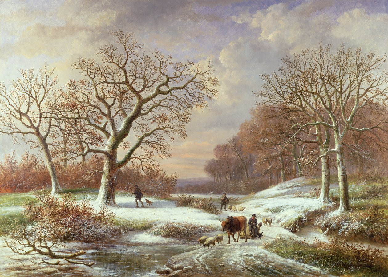Vinterlandskap, 1800-tallet av Louis Verboeckhoven