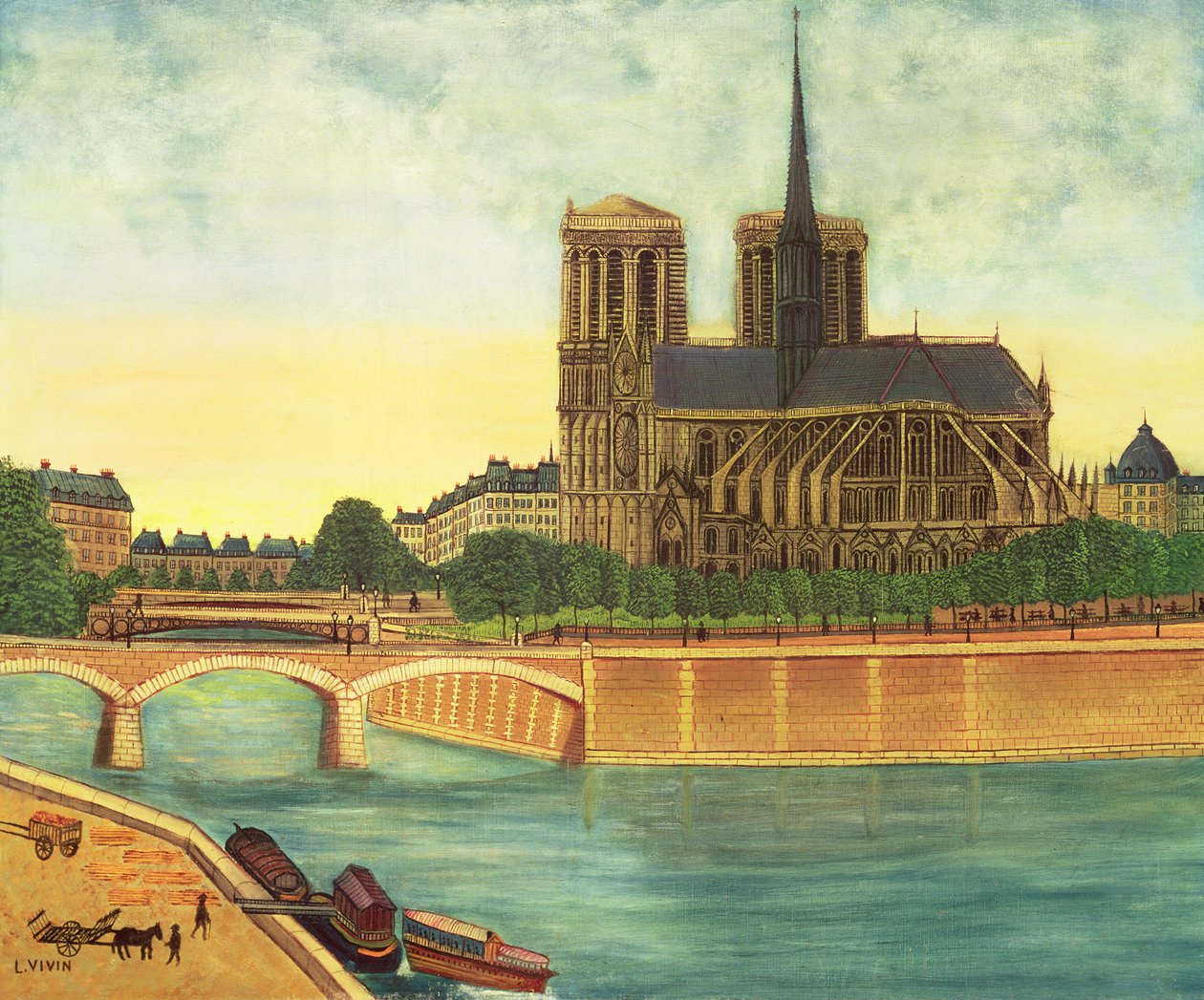 Notre-Dame (utsikt over apsis) ca. 1933 av Louis Vivin
