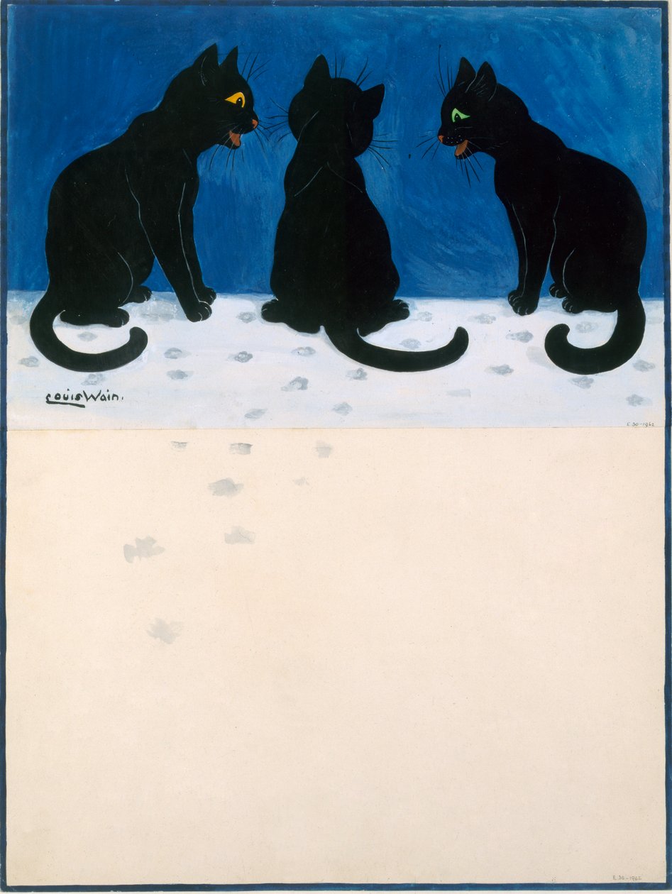 Svarte katter i snøen av Louis Wain