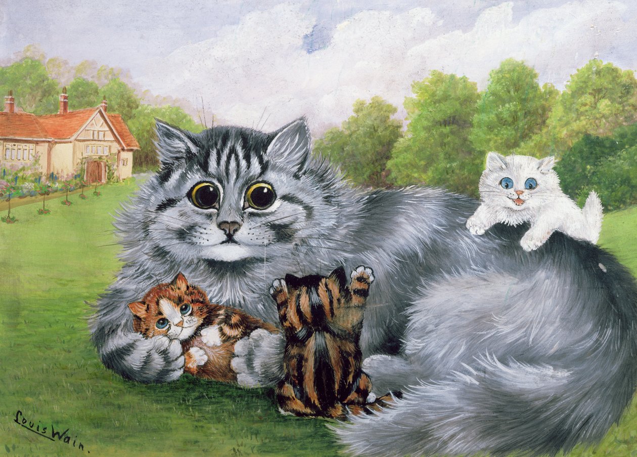 Katten og kattungene hennes av Louis Wain