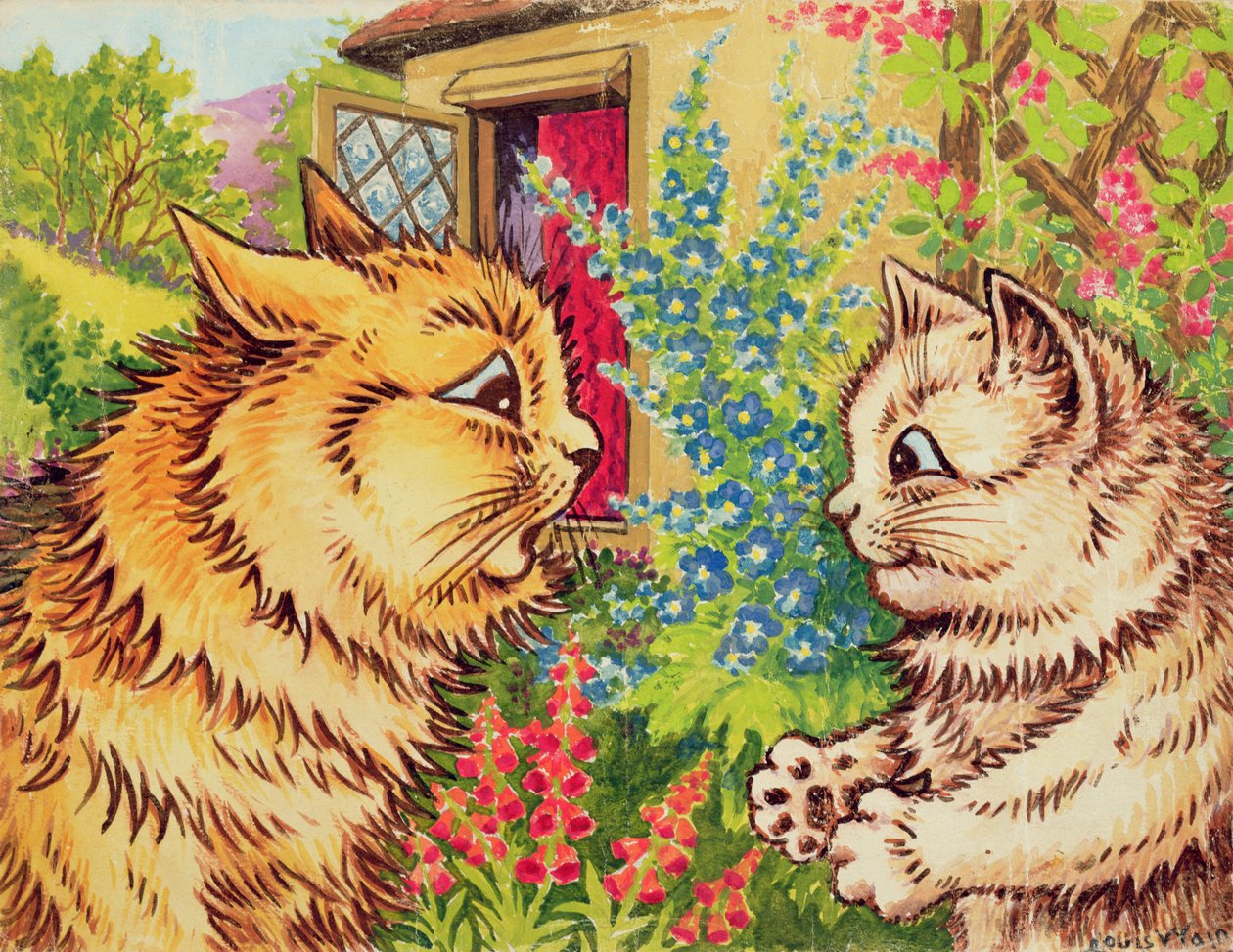 Katter i en hage av Louis Wain