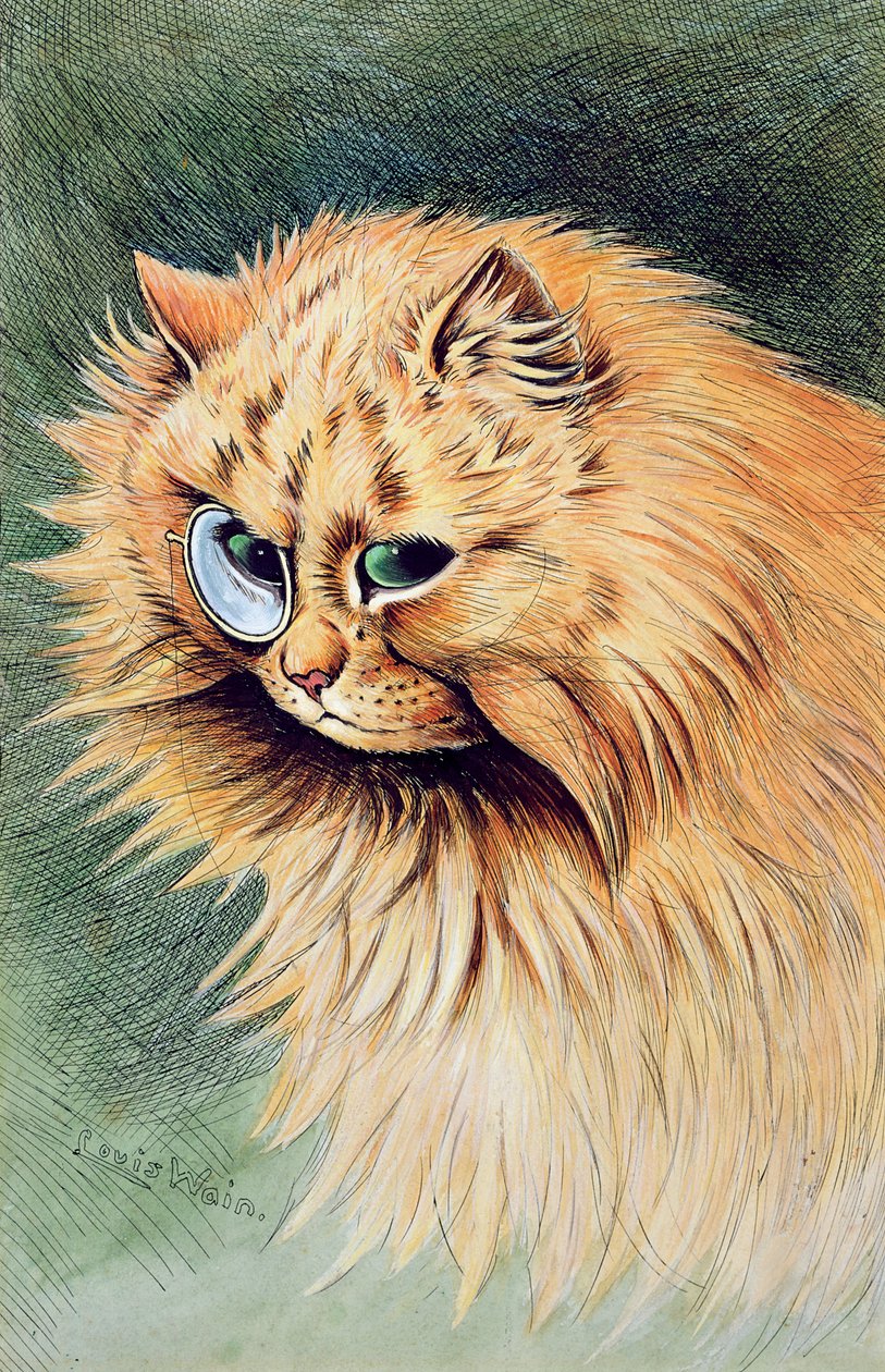 Monoklen (penn og blekk og wc på papir) av Louis Wain