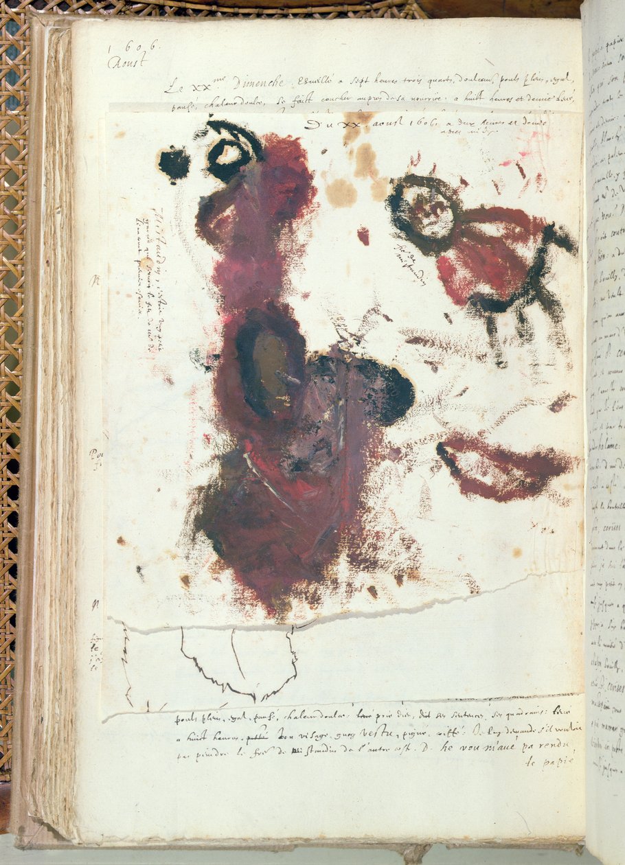 Doodles laget av den fremtidige kongen av Frankrike, Louis XIII, som et barn på 4 år, 20. august 1606 (blekk på papir) av Louis XIII