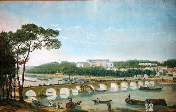 Besøk av kongen og dronningen av Napoli til Chateau de Saint-Cloud, mai 1830 (wc og gouache på papir) av Louis Ducis