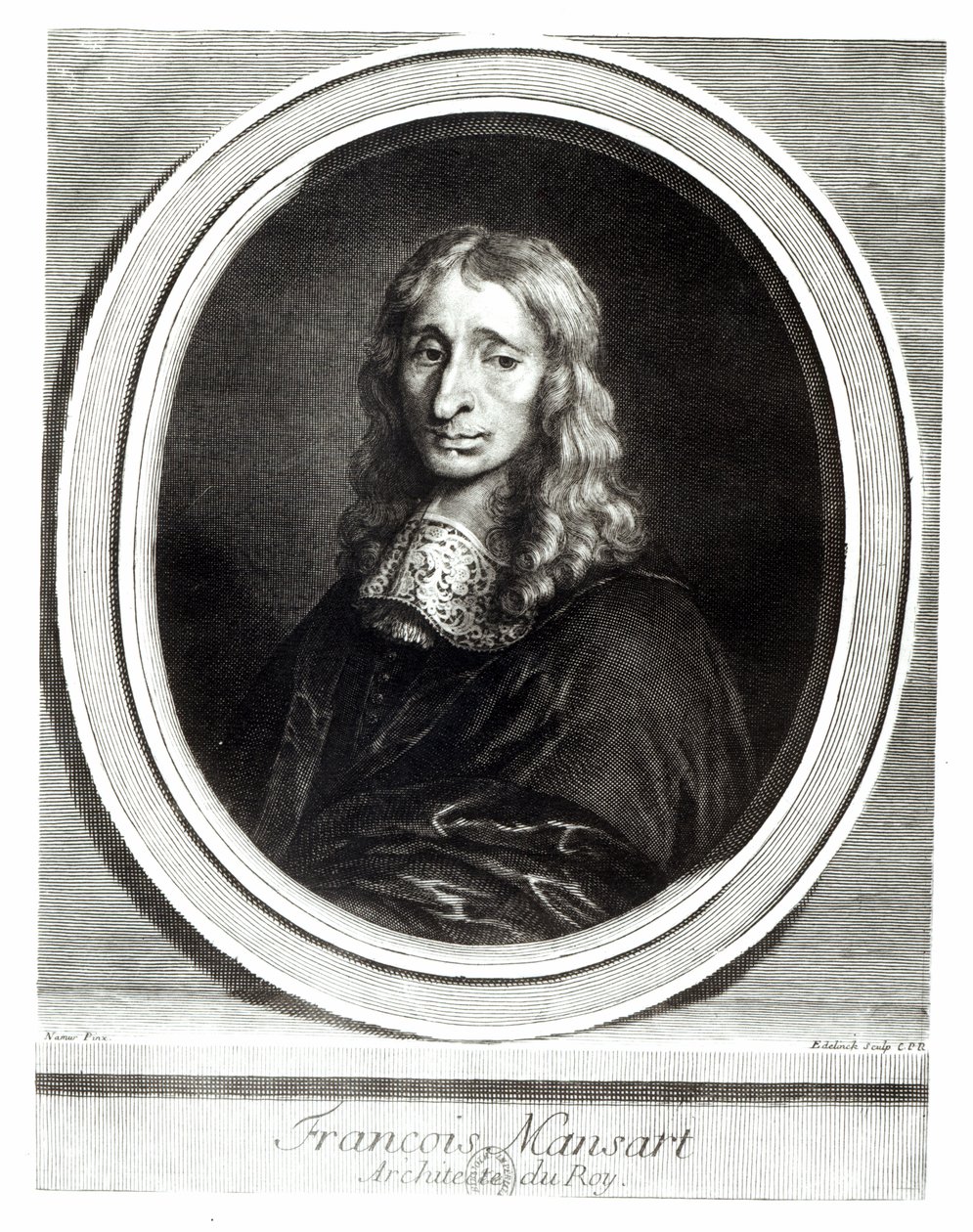 Portrett av Francois Mansart (1598-1666), gravert av Gerard Edelinck (1640-1707) av Louis de Namur