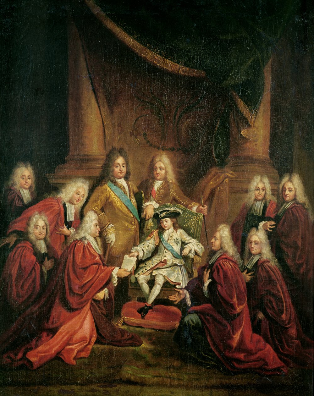 Ludvig XV (1710–74) gir adelspatenter til det kommunale organet i Paris av Louis de, the Younger Boulogne