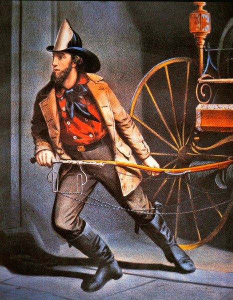 The American Fireman: Always Ready, utgitt av Currier & Ives av Louis (after) Maurer