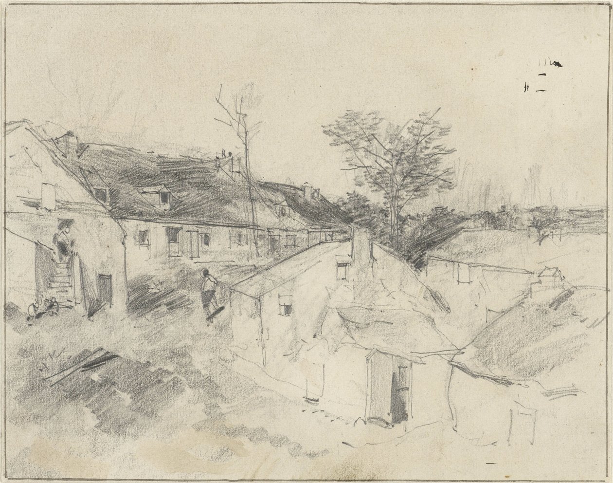 utsikt over landsbyen av Louis Adolphe Hervier