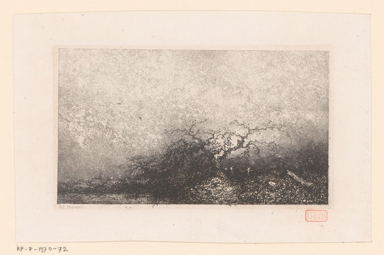 Landskap med et tre ved et basseng Ulike landskap (serietittel) Croquis du voyage de 1843 (serietittel) av Louis Adolphe Hervier
