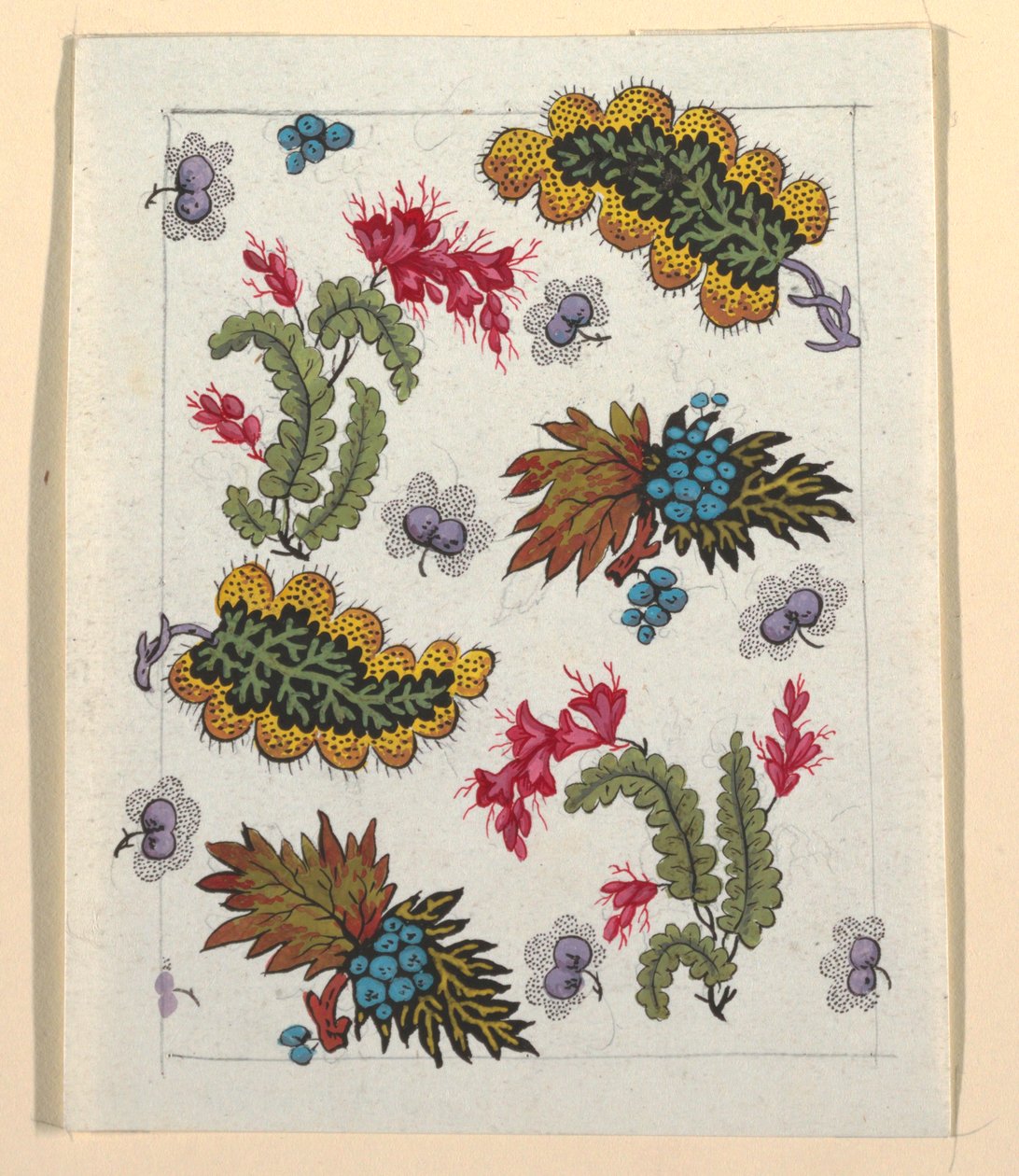 Blomsterdesign for trykt tekstil av Louis Albert DuBois