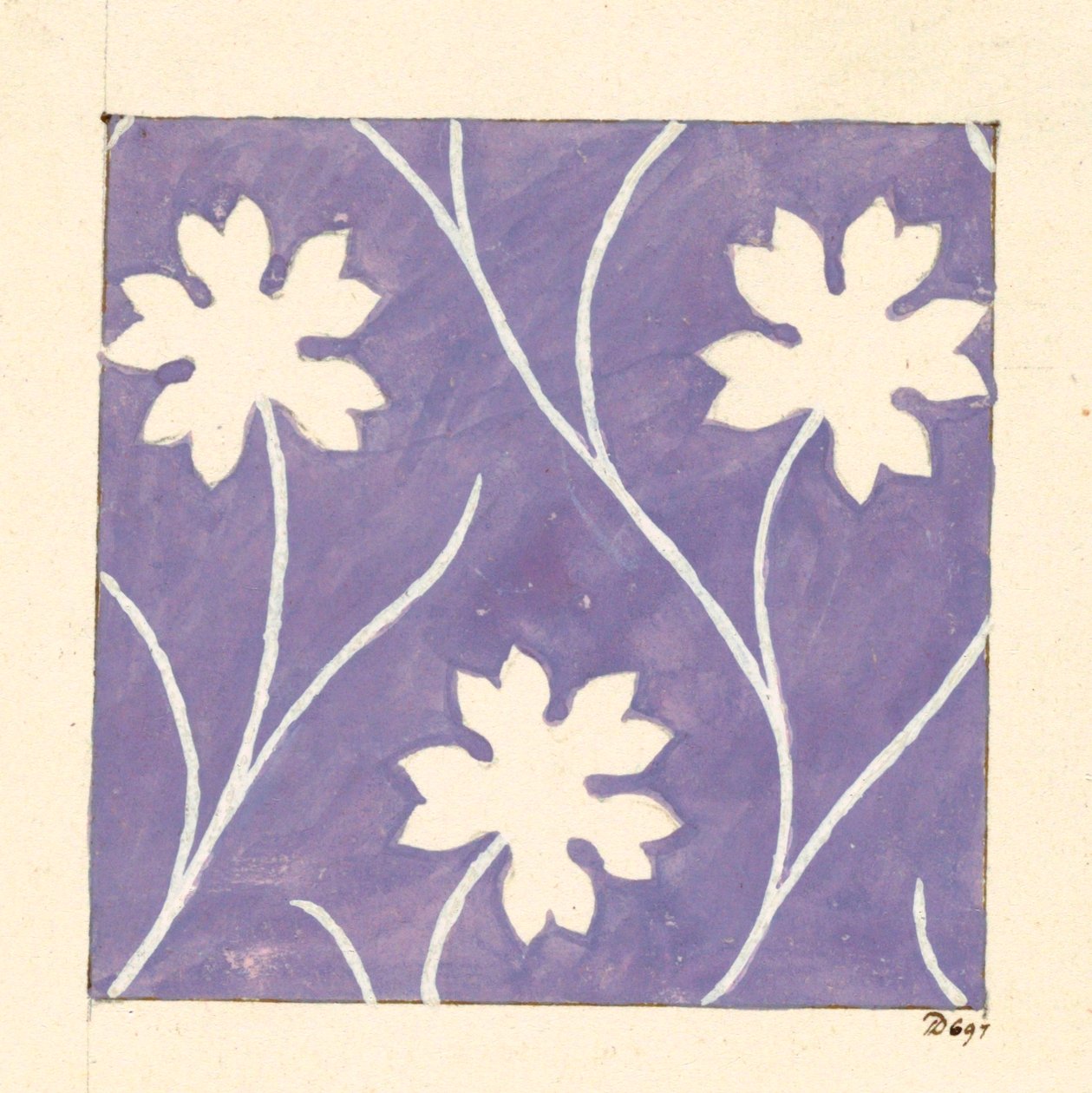 Blomsterdesign for trykt tekstil av Louis Albert DuBois