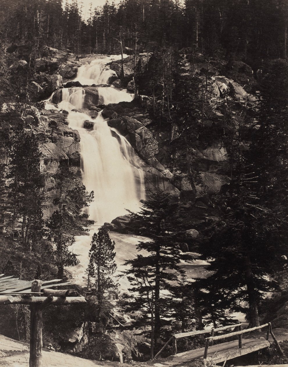 Great Upper Waterfall, Høye Alper, ca. 1862. av Louis Alphonse Davanne