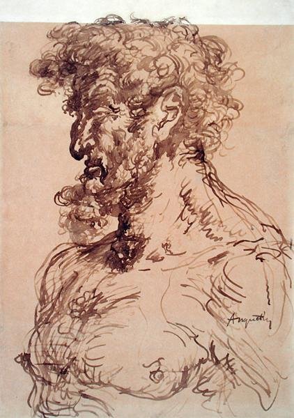 Bust of a Man (Selvportrett), ca. 1905 (penn og blekk på papir) av Louis Anquetin
