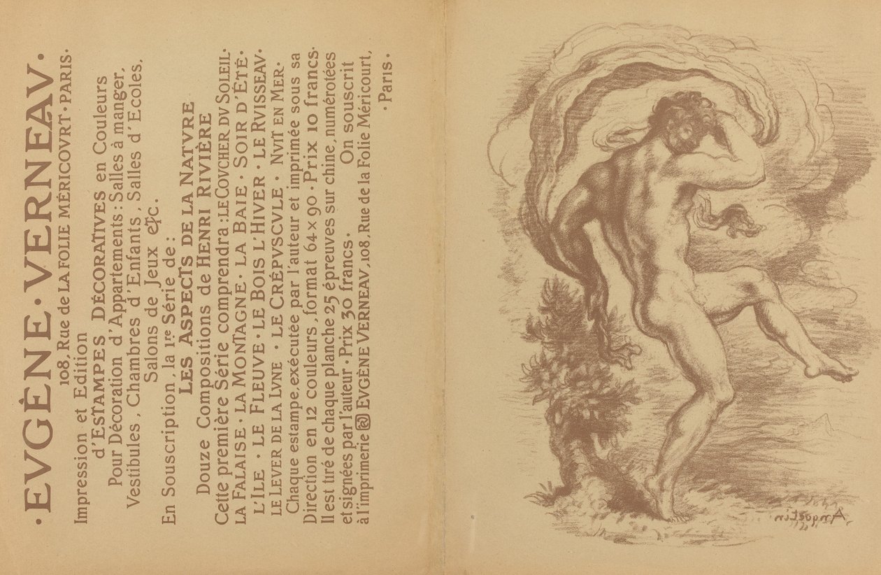 Dans naken og reklame for Eugène Verneaus "Dekorative trykk" [verso] av Louis Anquetin