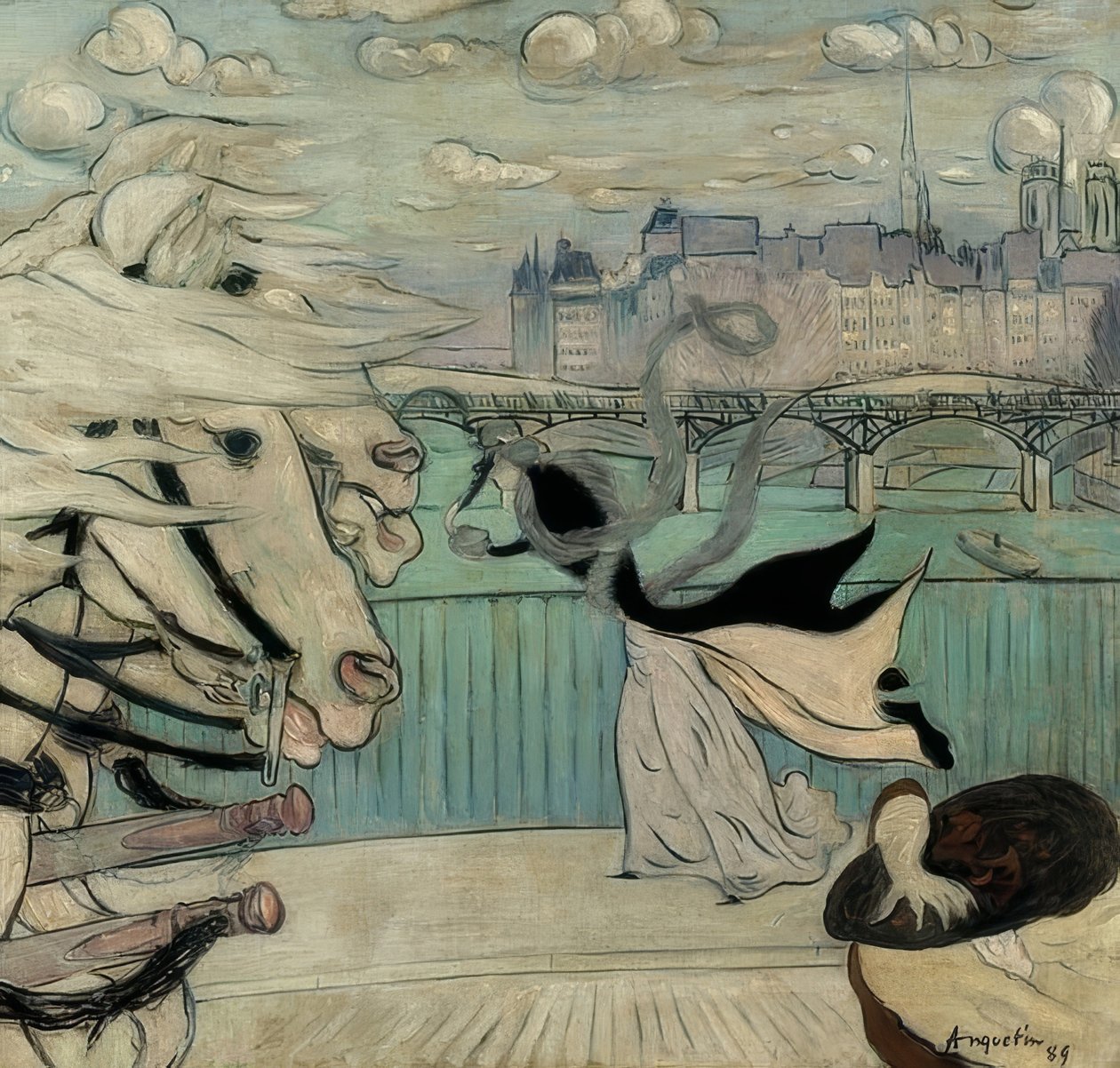 Vindkastet på Seinebroen. 1889 av Louis Anquetin