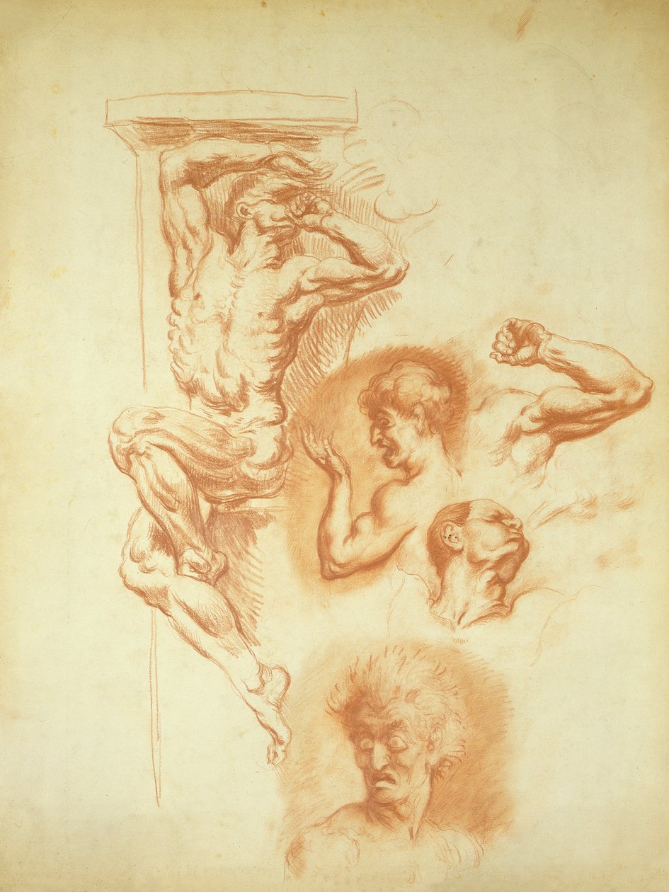 Head of a Man (sangvinsk kritt på papir) av Louis Anquetin